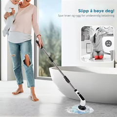 PowerClean Pro – Elektrisk rengjøringsbørste med langt håndtak